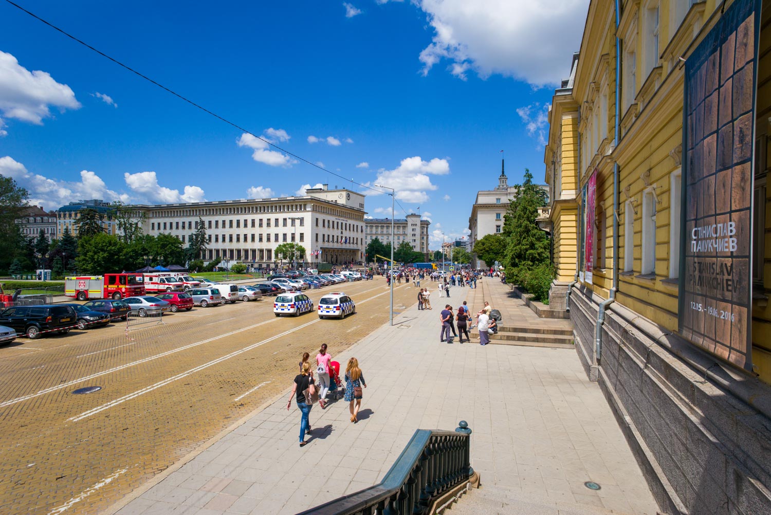 Yellow cobble stone road in Sofia