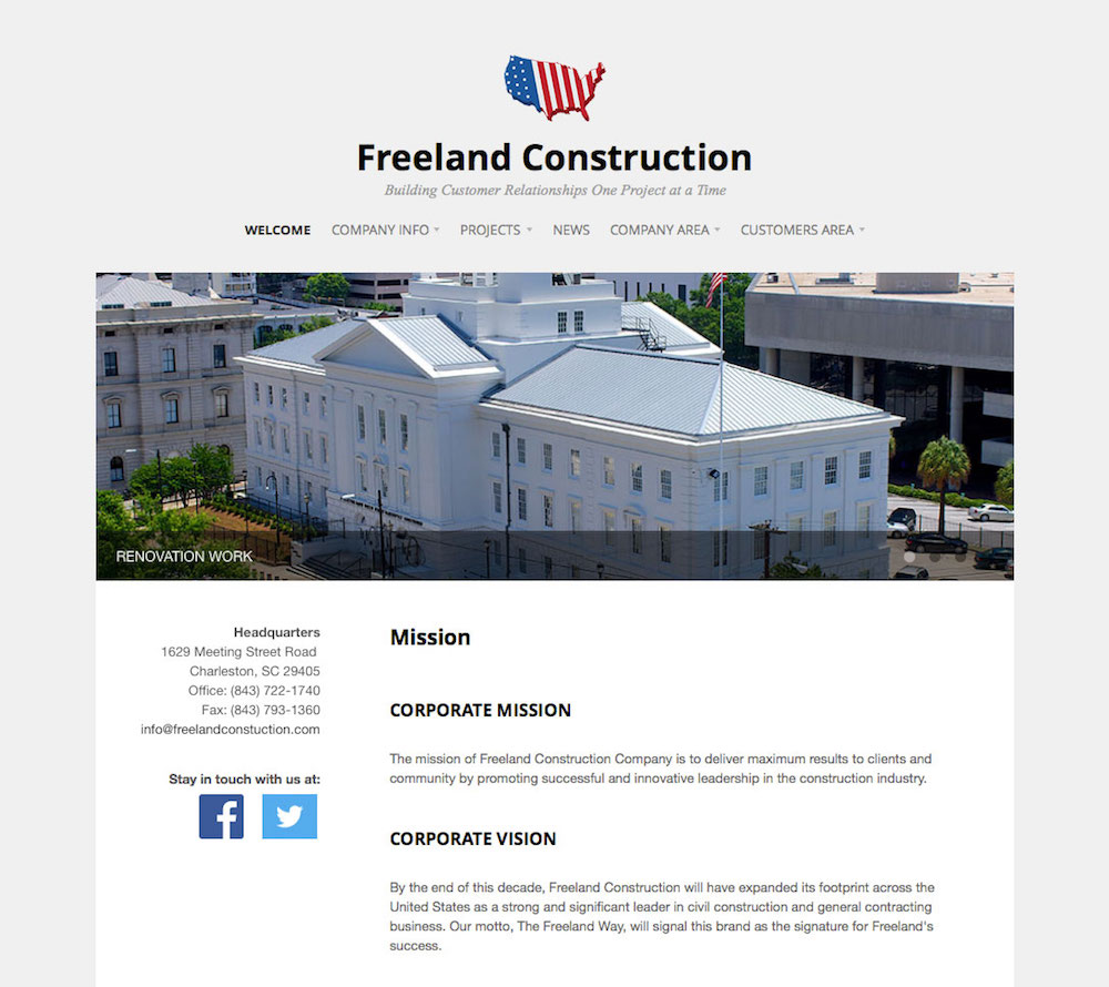 website www.freelandconstruction.com